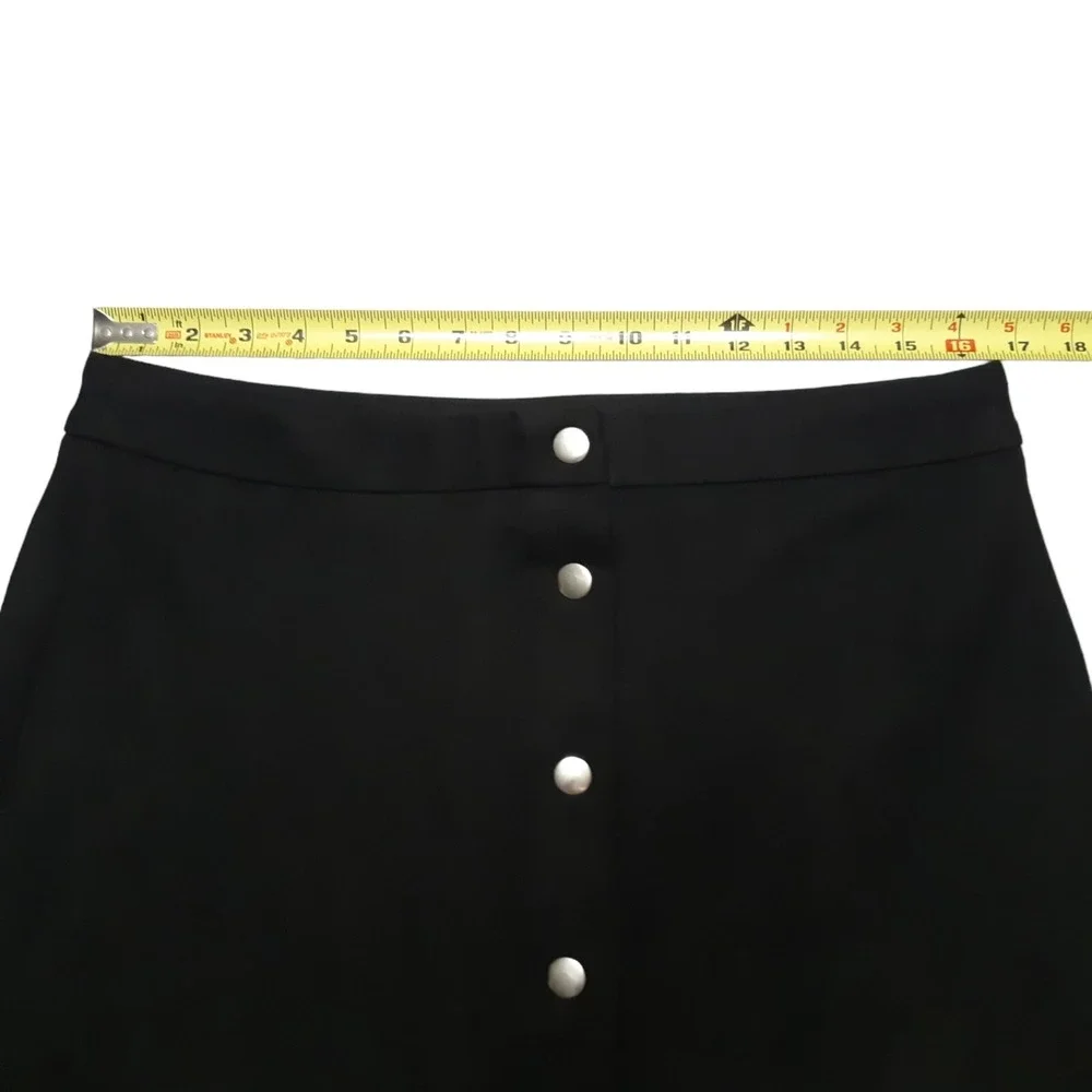 Missguided Mini Skirt Womens‎ 12 Black Button Front A-Line Minimalist Stretch